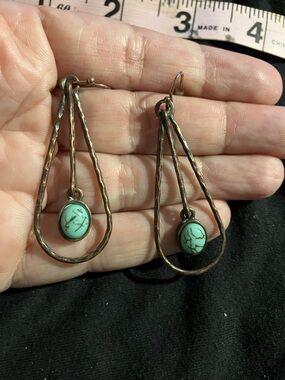 Turquoise Teardrop Dangle Earrings - Handcrafted Boho Style